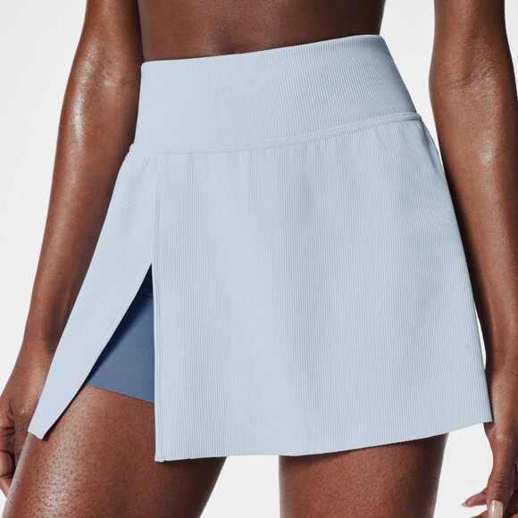 Spanx Women's XL Blue Contour Rib Front Slit Skort Active Workout Tennis NWT - Picture 1 of 4